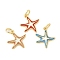 Brass Enamel Charms, Starfish Charms, Rack Plating, Cadmium Free & Lead Free, Long-Lasting Plated, with Jump Ring, Real 18K Gold Plated, Mixed Color, 12.5x13.5x1.5mm, Hole: 3.5mm