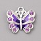 Alloy Enamel Pendants, with Rhinestones, Butterfly Charms, Medium Purple, 21x22x3.7mm, Hole: 2.5mm