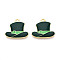Alloy Enamel Pendants, Hat Charms, Golden, Dark Green, 19x20x2mm, Hole: 1.6mm