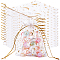 50Pcs Gold Stamping Moon & Star Organza Drawstring Gift Storage Bags, Rectangle, White, 12x9cm