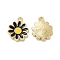 Alloy Enamel Charms, Golden, Daisy Charm, Black, 14x11.5x2.5mm, Hole: 1.4mm