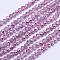 Faceted Rondelle Transparent Painted Glass Beads Strands, Violet, 4x3mm, Hole: 1mm, about 112pcs/strand, 16 inch