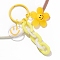 Acrylic Pendant Decorations, with Iron Rings, Flower with Smiling Face, Yellow, 90mm