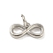 Rack Plating Brass Pendants, with Jump Ring, Cadmium Free & Lead Free, Long-Lasting Plated, Infinity, Platinum, 5.5x11.5x2mm, Hole: 3.4mm