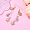 304 Stainless Steel Starfish with Shell Shape Dangle Earrings, with Alloy & Enamel & Glass Pearl, Marine Theme, Light Gold, PeachPuff, 80mm