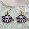 Alloy Dangle Earrings, Cup with Cat Shape, Golden, Colorful, 38mm