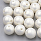Spray Painted Style Acrylic Beads, Rubberized, Round, Creamy White, 11.5x12mm, Hole: 3mm