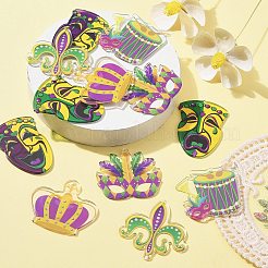 12 шт. 6 стиля Марди Гра Карнавал двухсторонний прозрачный акриловый кулон&nbsp;SACR-CJ0001-67