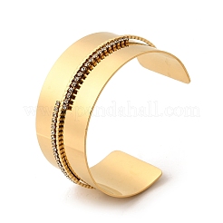 Браслеты-манжеты из нержавеющей стали 304 со стразами для женщин&nbsp;BJEW-Z109-04G-02