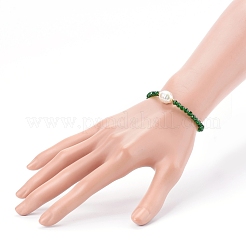 Граненые круглые браслеты со стеклянными бусинами&nbsp;BJEW-JB05986