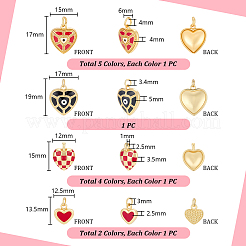 12 шт. 12 подвески в форме сердца из латуни и эмали&nbsp;KK-PH0014-25