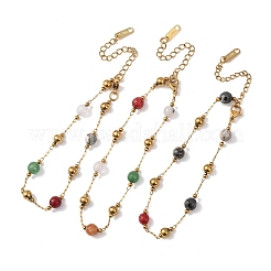 Браслеты из круглых бусин из натурального агата и окрашенного нефрита&nbsp;BJEW-G774-02G