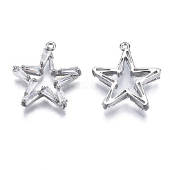 Подвески из прозрачного фианита с инкрустацией из латуни&nbsp;ZIRC-S069-027P