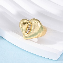 Латунные кольца-манжеты с микропаве и прозрачным цирконием для женщин&nbsp;RJEW-U043-07G