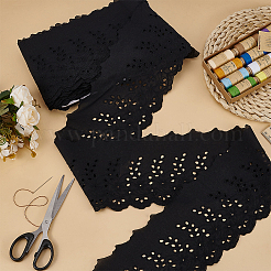 5 ярд хлопчатобумажных кружевных лент с вышивкой в виде цветка и волнистыми краями&nbsp;OCOR-FG0002-85A