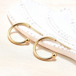 Серьги-гвоздики из нержавеющей стали 304 в форме кольца с круглым шариком&nbsp;LS-STAS-K204-04G