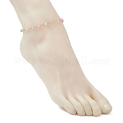 Браслеты на ногу из круглозвенной ограненной цепочки из нержавеющей стали 304 и натурального агата (окрашенного и нагретого)&nbsp;AJEW-AN00747-01