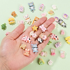 50 шт. 5 стиля смоляных кабошонов в виде животных из мультфильмов&nbsp;CRES-YW0002-43