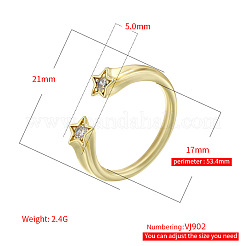 Латунные микропаве кубические цирконии манжеты открытые кольца для женщин&nbsp;FS-WG15C9D-01