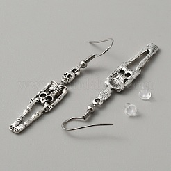 Сплав скелет череп мотаться серьги для хэллоуина&nbsp;EJEW-WH0018-27B