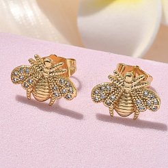 Серьги-гвоздики из циркония&nbsp;EJEW-D305-20G-02