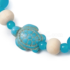 3 шт. эластичные браслеты из синтетической бирюзы&nbsp;BJEW-JB11125