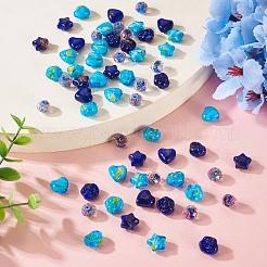 80 шт. 8 вида стеклянных бусин миллефиори&nbsp;GLAA-TA0003-43B