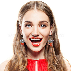 30 шт. подвеска в виде лотоса из двухцветного цинкового сплава с круглыми бусинами из стекла с трещинами&nbsp;FIND-AR0003-71