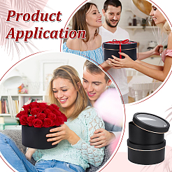 2 шт. 2 размера плоские круглые картонные бумажные коробки-органайзеры для цветов&nbsp;CON-BC0007-79B