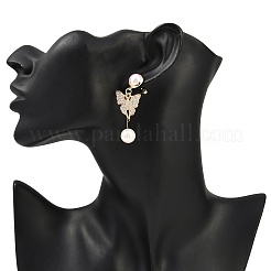 Латунные серьги-гвоздики с подвесками в форме бабочки&nbsp;EJEW-JE06461-01