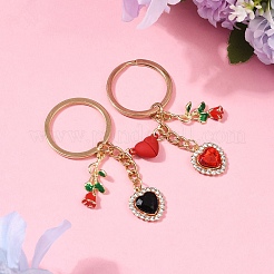 Брелок для ключей ко дню святого валентина из сплава со стразами&nbsp;KEYC-YW00184