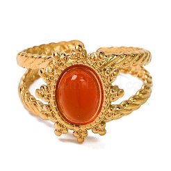 Овальные натуральные перстни из сердолика RJEW-Q822-23G-01