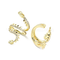 Серьги-каффы из латуни с микропаве и кубическим цирконием&nbsp;LS-EJEW-C086-16G