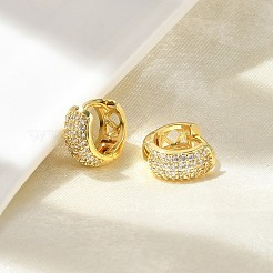 Латунные микро проложить серьги обруча кубического циркония&nbsp;LS-EJEW-D311-078G