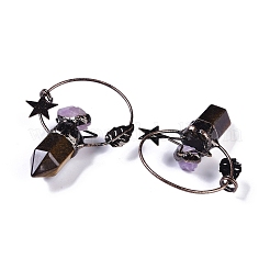 Большие подвески с граненой заостренной пулей и натуральным тигровым глазом&nbsp;G-B073-01R-04