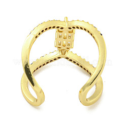 Открытые манжеты из латуни с микро-паве и кубическим цирконием для женщин&nbsp;RJEW-F162-07G