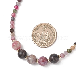 Круглые натуральные разноцветные турмалиновые бусы градуированного размера&nbsp;NJEW-JN05952-02