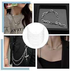 12 шт. 667 нержавеющая сталь цепочка-скрепка ожерелье для женщин и мужчин&nbsp;NJEW-NB0001-23