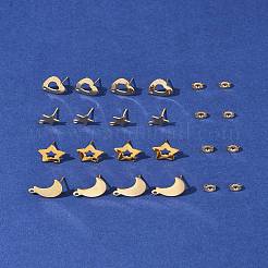 16 шт. 4 стиля фурнитуры для сережек-гвоздиков из нержавеющей стали 304 STAS-FS0001-85G