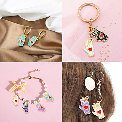 60шт 6 цвета сплава эмалевые подвески&nbsp;ENAM-CJ0003-82