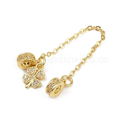 Латунные паве прозрачные кубические цирконии европейские защитные цепи с подвесками&nbsp;KK-L236-16A-G
