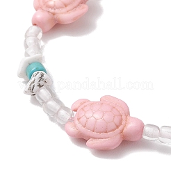 Браслеты из синтетической бирюзы и магнезита с плетением из бусин&nbsp;BJEW-JB11677