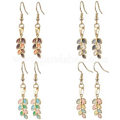 Серьги-подвески из нержавеющей стали 304 с эмалью в виде листа&nbsp;EJEW-JE06260