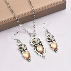 Комплекты из ожерелий и серег-подвесок из сплава и смолы в стиле «Сова в стиле бохо»&nbsp;FS-WGD384A-01