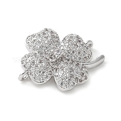 Шармы-соединители из латуни с микропаве из прозрачного кубического циркония&nbsp;KK-C086-04P