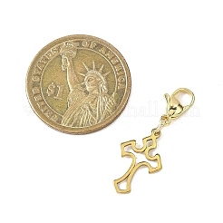 6 шт. 2-цветные подвесные украшения в виде креста из нержавеющей стали 304&nbsp;HJEW-JM04495