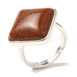 Регулируемые кольца из синтетического золота с золотым камнем&nbsp;RJEW-H240-01S-16