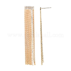 Серьги-гвоздики с цепочкой из прозрачного кубического циркония и кисточками&nbsp;EJEW-G321-19G