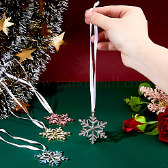 4 шт. 4-х цветные снежинки из сплава подвесные украшения&nbsp;HJEW-FH0001-84