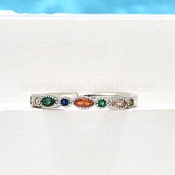 Регулируемые латунные кольца с микропаве из кубического циркония для женщин&nbsp;RJEW-H247-15P